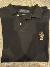 Polo Ralph Lauren Men Bear Polo Shirt L Large Custom Fit Black