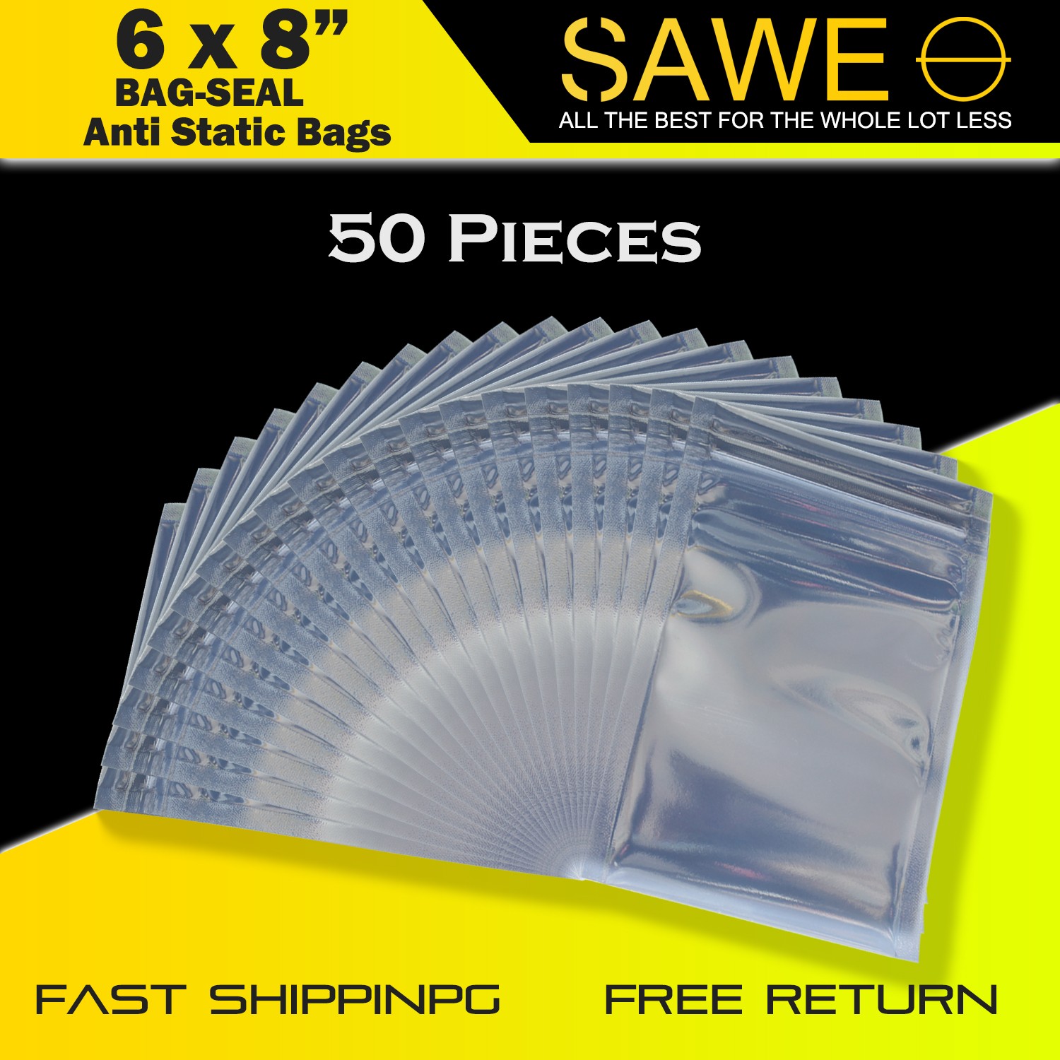 50 x Anti Static Shielding ESD Bag 6" x 8" Zip Reclosable Seal 15x20CM