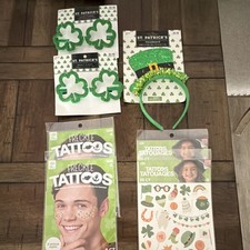 SAVVi St. Patrick's Day Temporary Tattoos Shamrock Hat Accessories, Multicolor