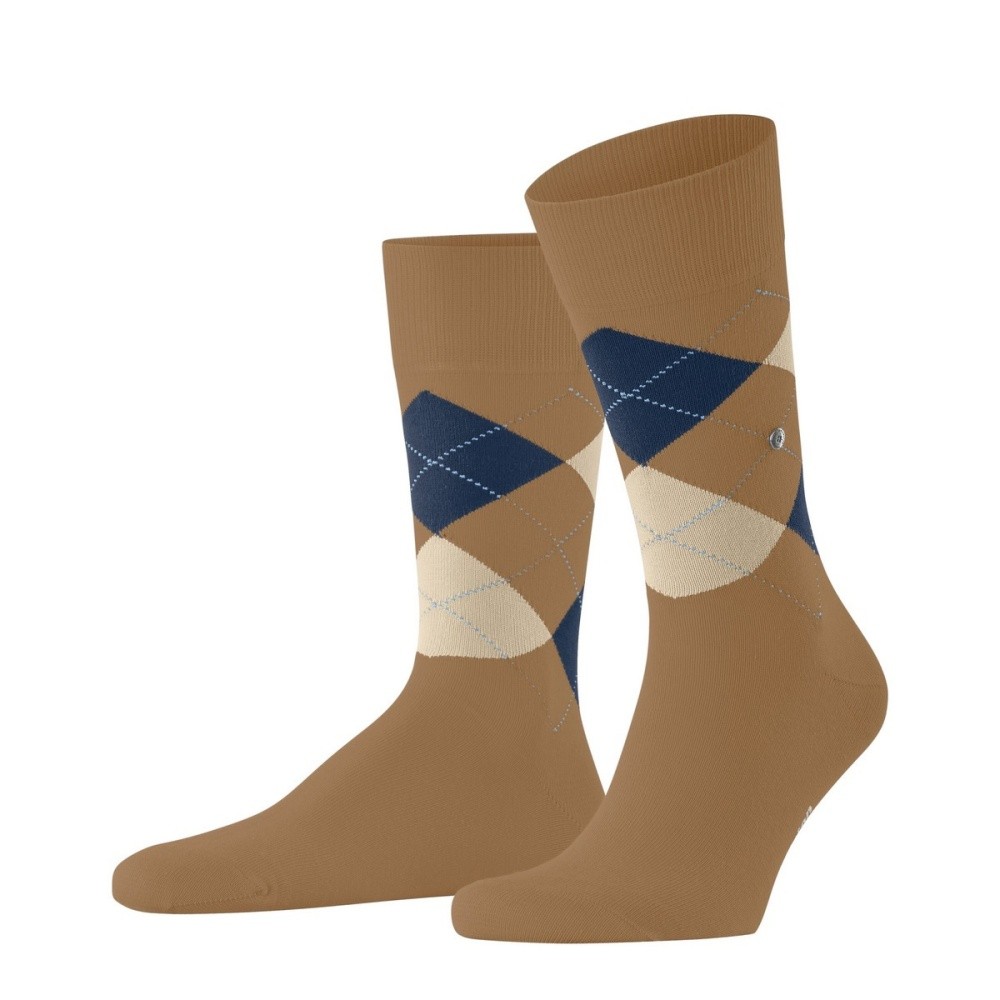 Falke Burlington King Mens Argyle Dress Socks 21090-5158 Nougat Beige