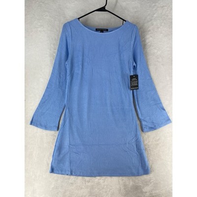 Boston Proper Dress Womens XS Blue Ribbed Hacci Everyday A Line Bell NEW $95