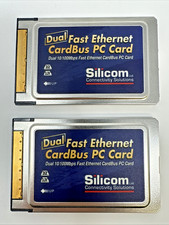 Lot of 2 Silicom Dual Port Fast Ethernet CardBus PC Card 10/100 PCMCIA NIC