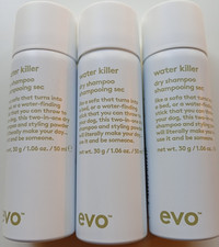 EVO DRY SHAMPOO WATER KILLER 2 IN 1 SHAMPOO & STYLING POWDER 3 X 30G TRAVEL SET