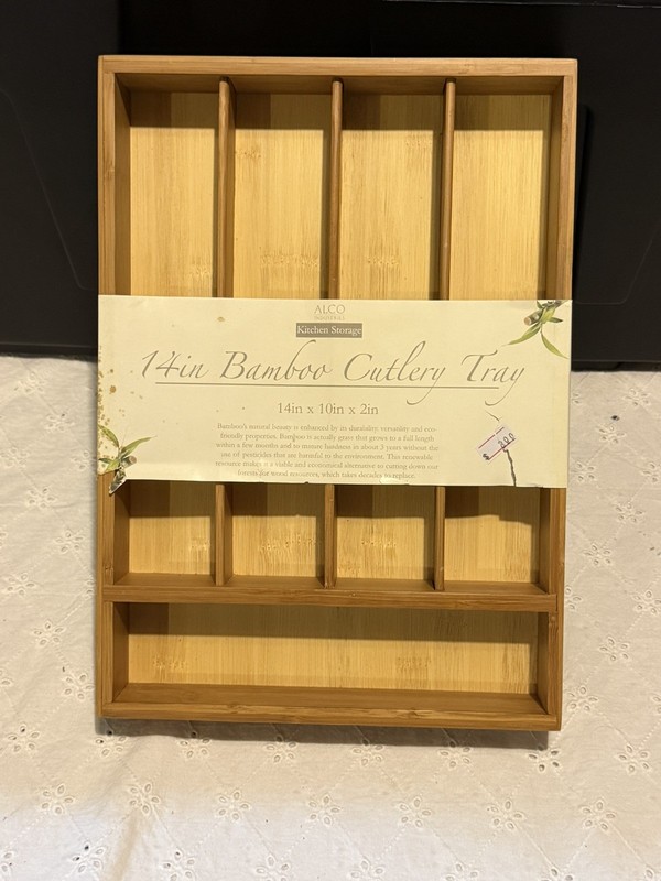 Bamboo Cutlery Tray Silverware Flatware Utensil Tray Drawer Kitchen  14x10x2