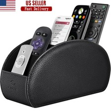 Remote Control Holder 5 Compartments Vegan Leather TV Remoter Desktop Organizer