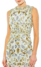Mac Duggal 93761 Green Sleeveless High Neck Floral Applique Cocktail Dress, 10