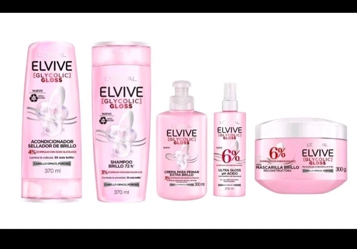 L’OREAL ELVIVE GLOSS COLLECTION 5PC HAIR SET SHINE MASK SERUM SHAMPOO SALON CARE