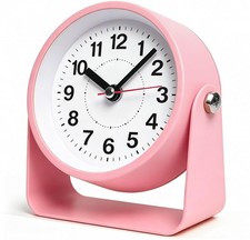 3.5" Analog Alarm Clock, Small Retro Desk Clock Battery Operated, Silent Meta...