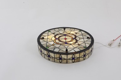 16'' Stained Glass 3-Light Ceiling Fixture Vintage Copper-Tin Round Flush Mount