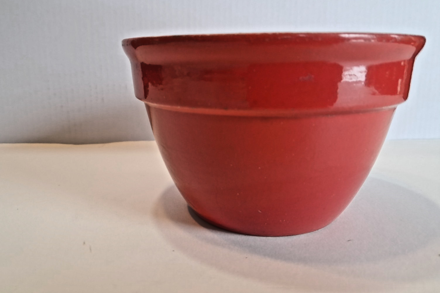 Vintage Hall China 1091 Red Mixing Bowl White Interior Made in USA Nesting 4.5