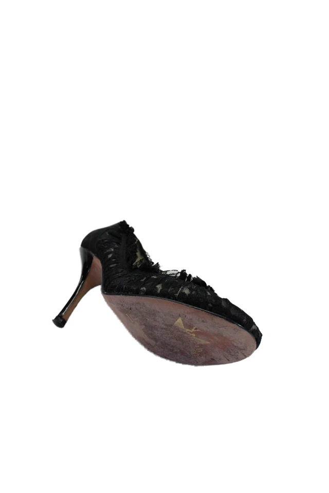 Beverly Feldman Womens Lace Bow Detail Slide On Pumps Black Size 7.5 Medium - Image 4 of 4