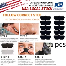 30-90 PCS Blackhead Remover Strips Nose Pore Cleansing Peel Off Mask Sticker US