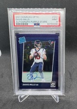 2021 Panini Donruss Optic Davis Mills Purple Stars Auto /50 #222 (RC, AU) PSA 9