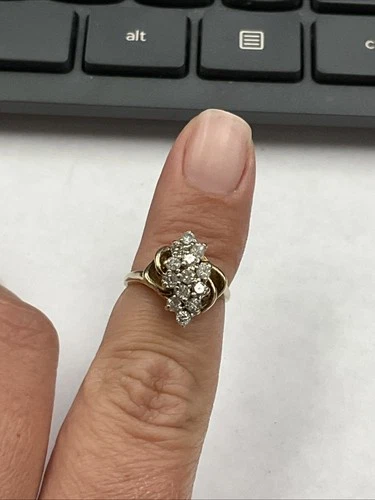 Size 4.25 10k Yellow Gold 3g Diamond Cluster Ring 237250