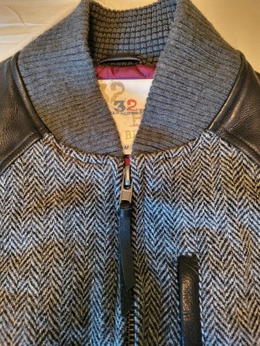 32 BAR BLUES x Golden Bear Harris Tweed Charcoal Varsity Jacket Size Medium - Foto 2 di 11