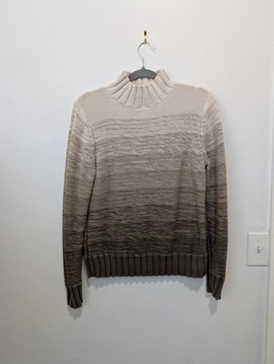 Crazy Horse Gradient Brown Cream Turtleneck Sweater 100% Cotton Size L