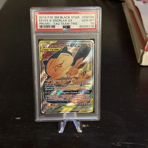 2019 POKEMON SM BLACK STAR PROMO #SM169 FULL ART/EEVEE & SNORLAX GX PSA 10