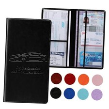 Car Registration and Insurance Card Holder for Women Men Glove Box Black