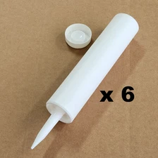 Lot of 6 - Empty Caulk Tubes Fillable Sealant Caulking Tubes with Cap