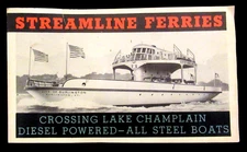 Vintage Brochure Streamline Ferries Lake Champlain Vermont To New York 1930's