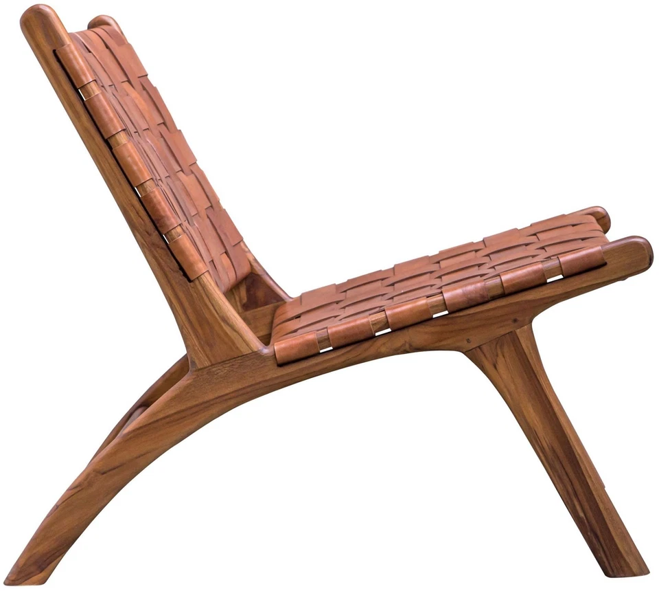 Uttermost 25484 Plait 26"W середины века современный сплетенный кожаный низкий - коньяк / тик - Изображение 4 из 4