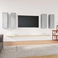Tv-Schr?Nke 4 Stk. Grau Sonoma 30,5X30X90 Cm Holzwerkstoff
