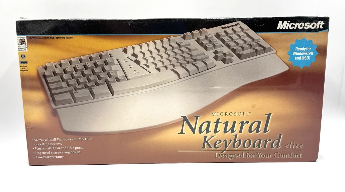 Clavier Microsoft Natural Keyboard Elite – PS/2 AZERTY Français, Vintage Propre (années 90)