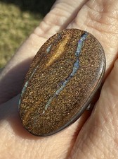 Australian Boulder Opal Sterling Silver Split Shank Ring Sz 7 Chunky Large