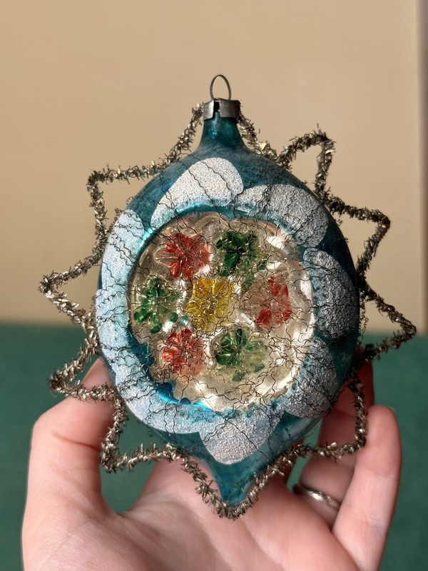 Vintage Double Indent Christmas Ornament w/ Wire Wrap 