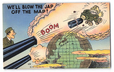 c1940's Military Postcard, WWII Comic Linen, Humorous Patriotic Soldier Era