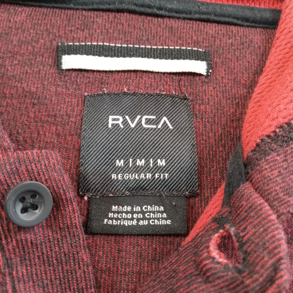 RVCA Long Sleeve Hooded Henley Shirt Men's Medium Maroon - Image 3 of 4