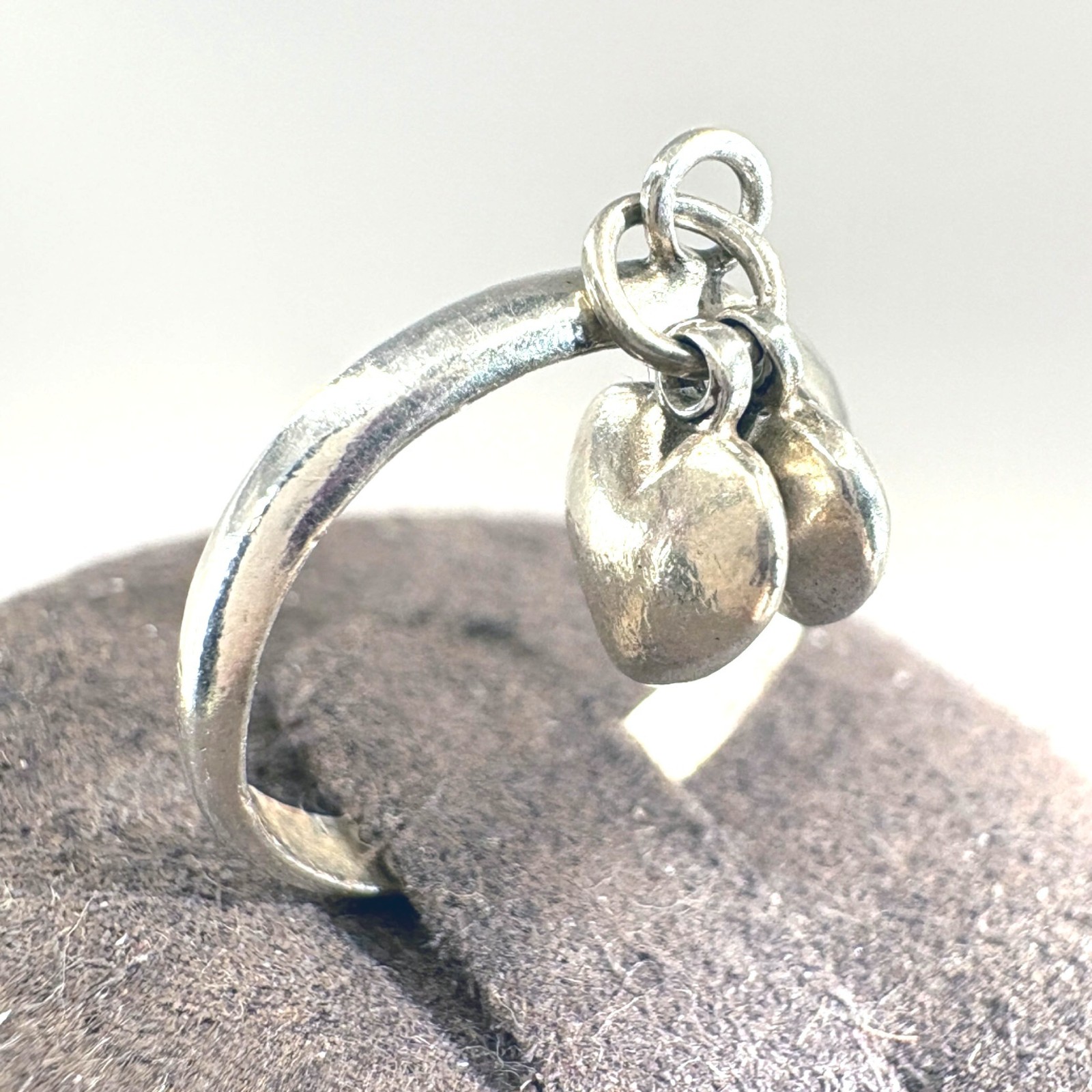 VTG Solid Sterling Silver 925 Dangling Hearts Des… - image 1