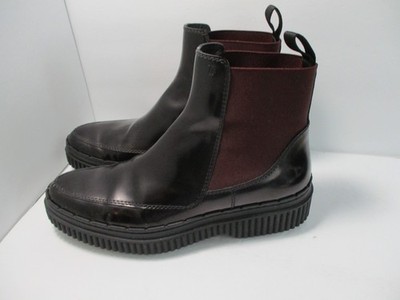 Tod's Chelsea boots Women 37 Red Black Polished Glossed leather Two Tone Booties