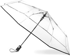 Full Automatic Folding Transparent Umbrella,Lightweight Clear Clear White