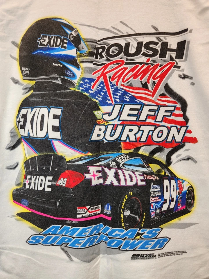 Camiseta De Colección Jeff Burton #99 Exide Batteries Roush Racing NASCAR Para Hombre Mediana Foto 4 de 4
