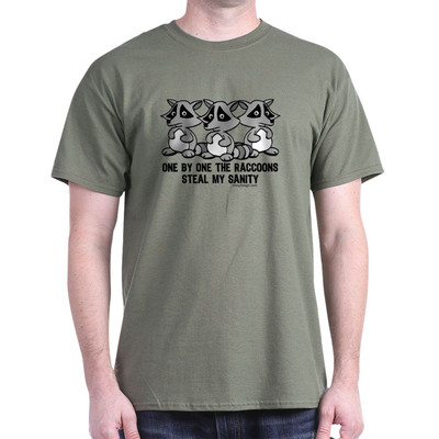 CafePress One By One The Raccoons Dark T Shirt 100% Cotton T-Shirt (851709834)