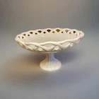 Vintage Pitman Dreitzer Milk Glass Old Colony Pedestal Bowl – Lacy Edge 1960s