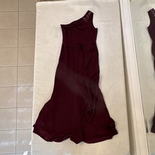 Adrianna Papell Burgundy Embellished One Shoulder Formal Evening Gown Dress