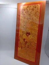 Italian Lacquered Wood Inlay Picture Floral Art Work Tirrenia Italy