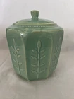 Vintage Shawnee Pottery Cookie Jar Fern Design With Lid Turquoise