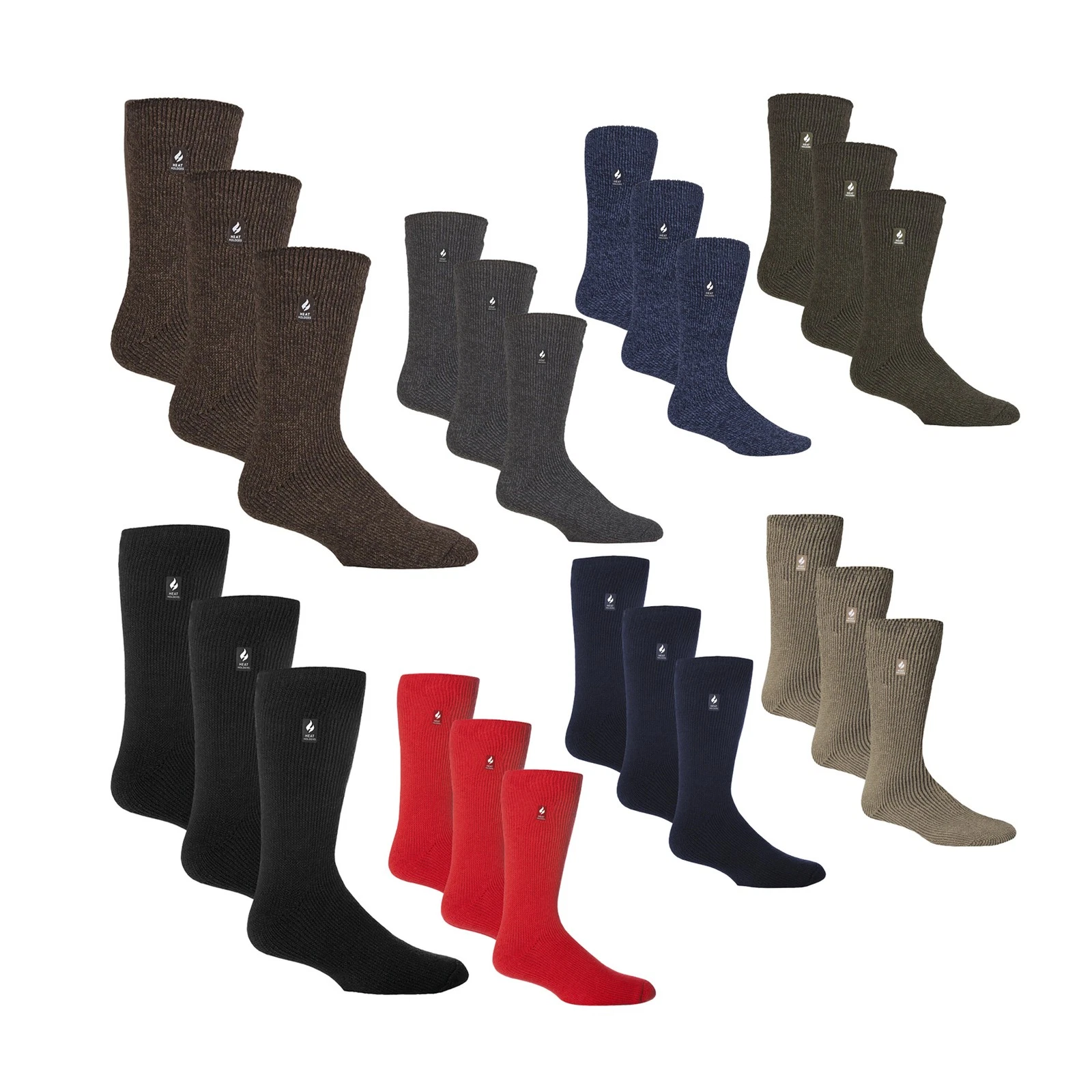 Heat Holders - 6 Pairs Mens Original Thick Winter Thermal Socks for Cold Weather