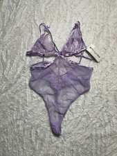 Oh La La Cheri Soft Cup Eyelash Lace/Mesh Teddy w/ Caging Size L/XL NWT Strappy