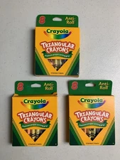 Lot Of 3 Crayola Crayons Triangular Anti-roll Promotes proper writing grip 8 Ct