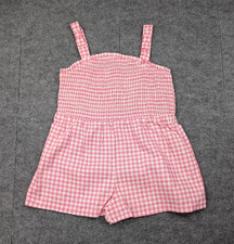 Tommy Bahama Romper Girls Medium Pink Smocked Top Cotton Coastal Beach Gingham