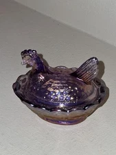 Boyd Hen on Nest Salt Cellar MINI 2" Carnival Rainbow Purple Multi