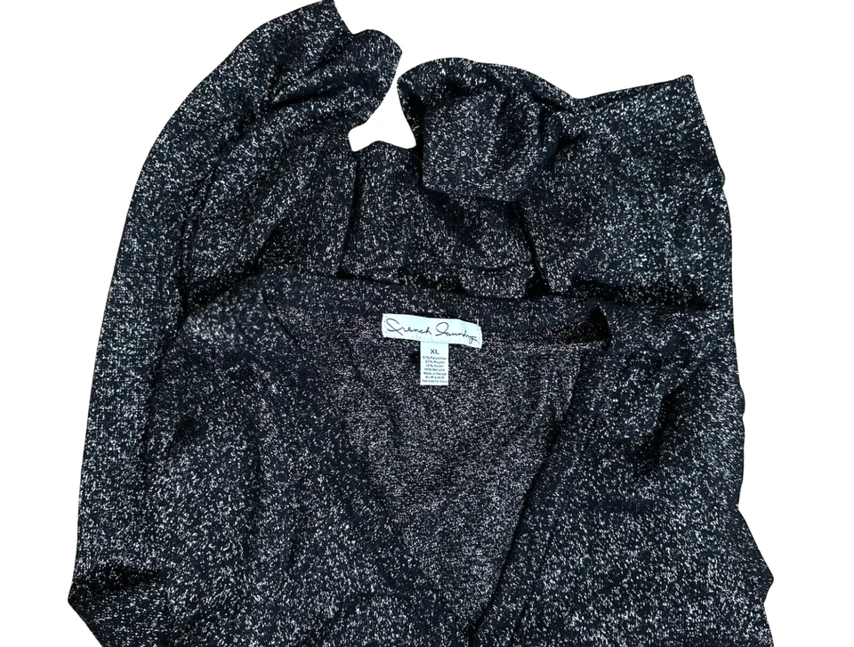 Cárdigan suéter manga larga French Laundry para mujer negro con botones brillantes talla XL Foto 3 de 4