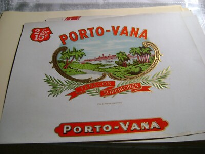 PORTO-VANA-VINTAGE INNER CIGAR BOX -EMBOSSED LABEL 