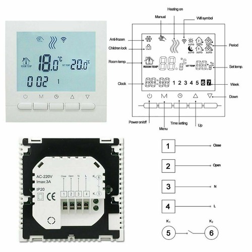 Cronotermostato WIFI ALEXA GOOGLE IOS ANDROID PROGRAMMABILE TERMOSTATO 2025 - Bild 6 von 6