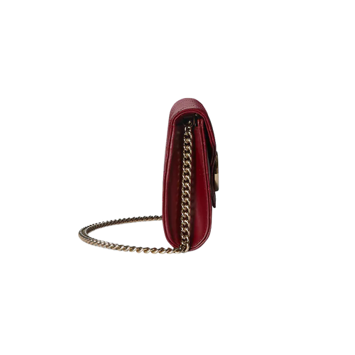 GUCCI GG Marmont $1900 Rosso Ancora Red Leather Chain Wallet New And Authentic - Picture 4 of 5