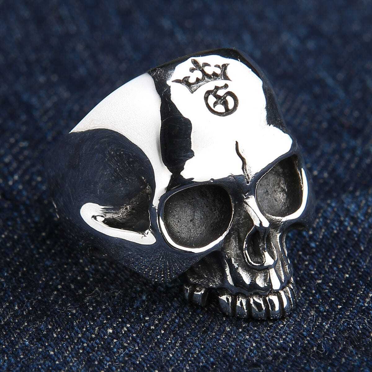 Skull silver リング Silver Winged Skull Ring – Gryphon's Moon